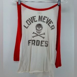 Ralph Lauren Denim & Supply Love Never Fades Graphic Tee Red White Lettering S